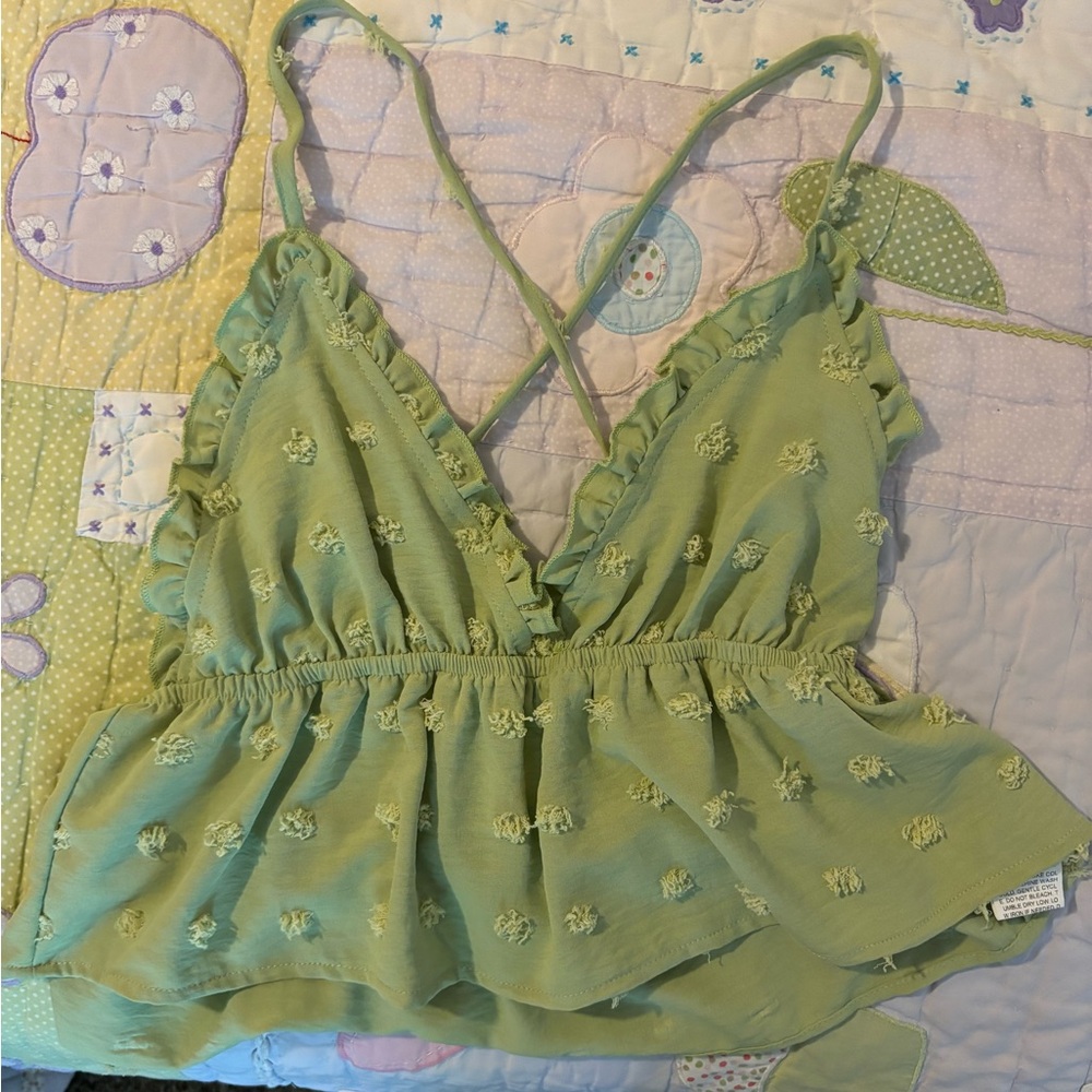 cute frilly green babydoll top